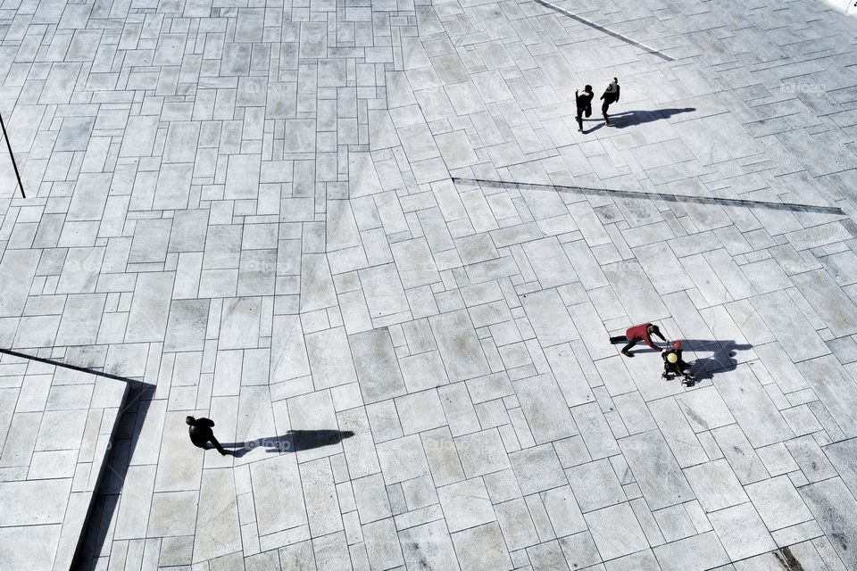 Grey Marble Ground and People