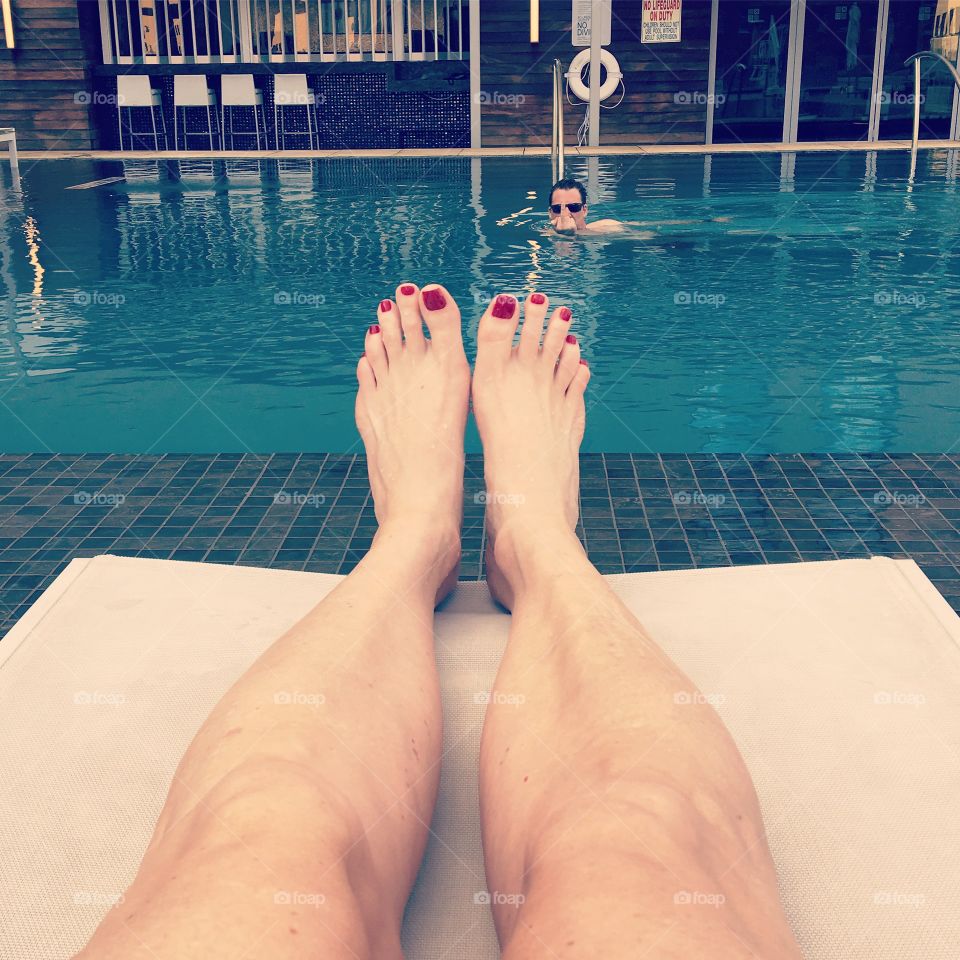 Woman, Relaxation, Dug Out Pool, Water, Foot