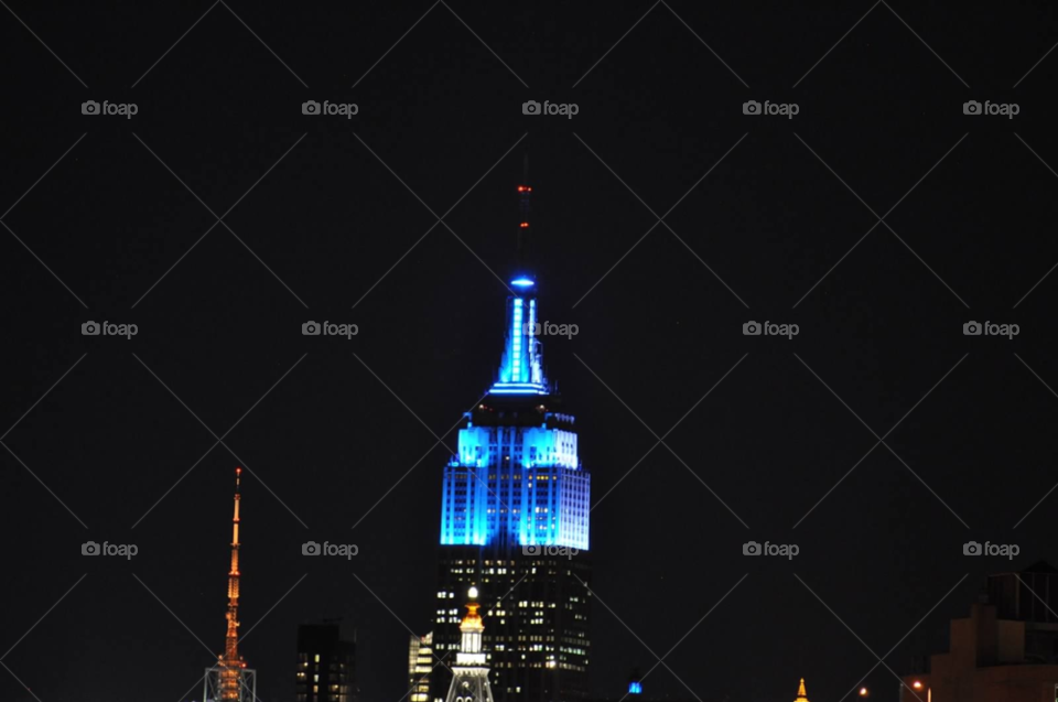 blue night new york empire state building by micheled312