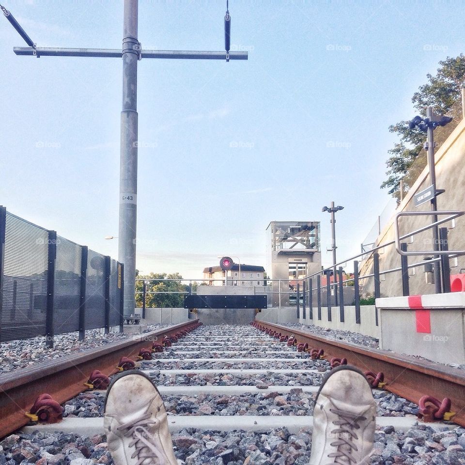 Feet selfie on the track