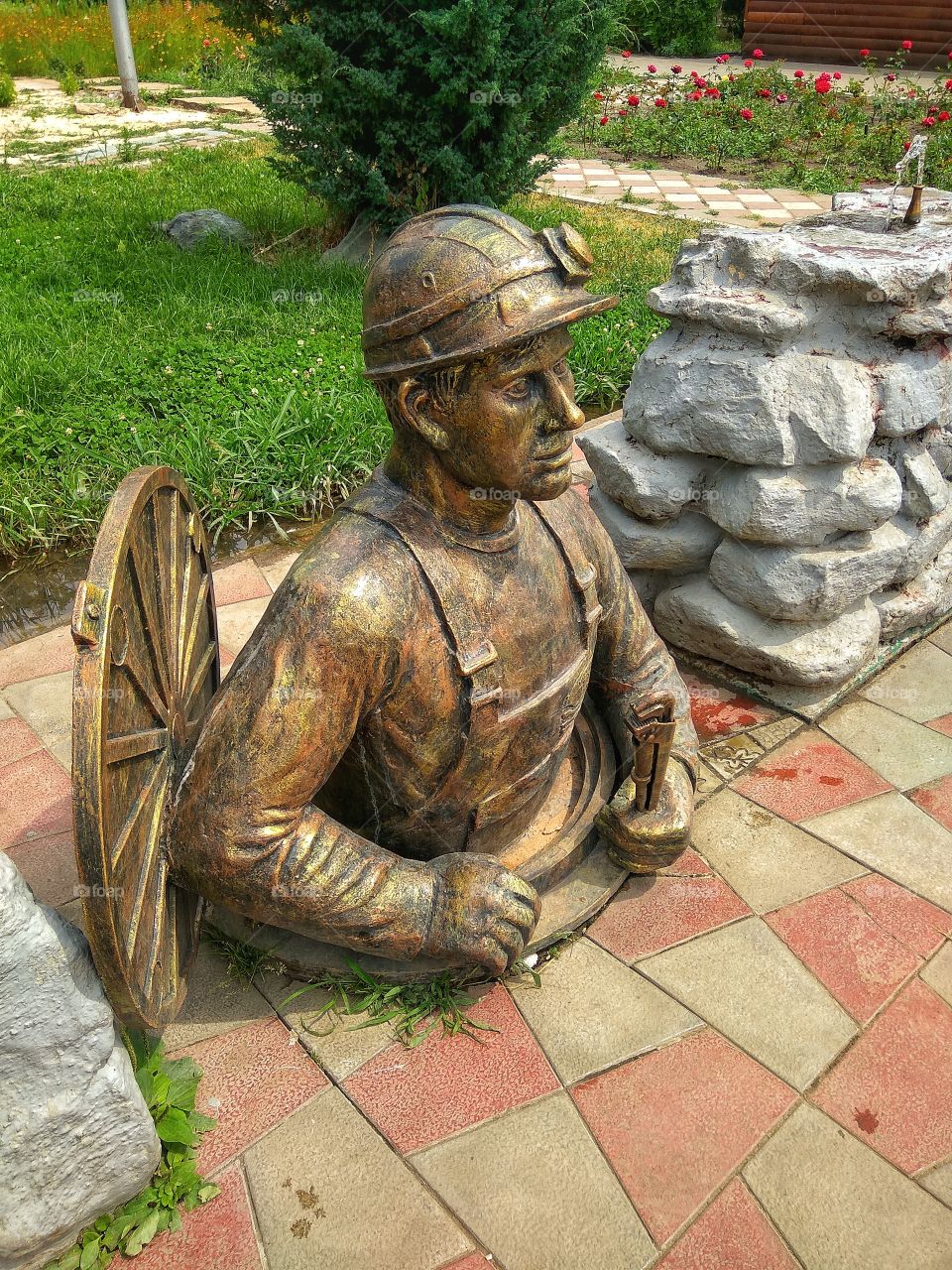 Sculpture of a plumber