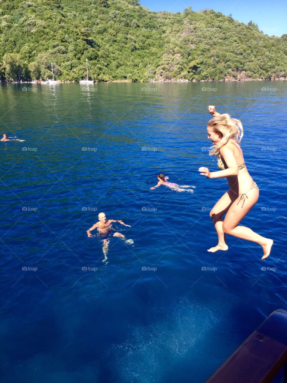Jumping into sea