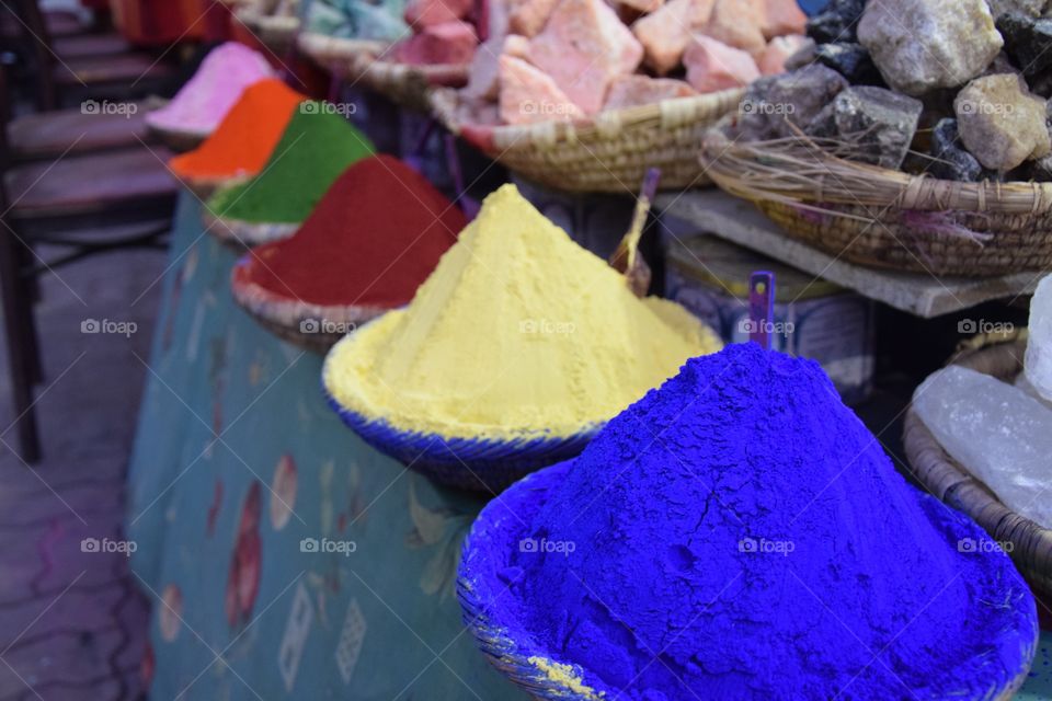 Beautiful spices in Marrakech market 