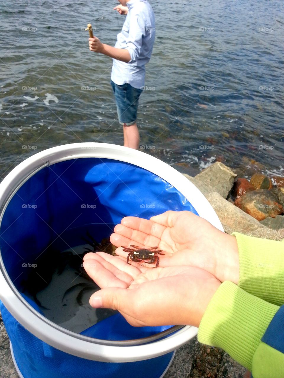 Crab fishing. Summer activity