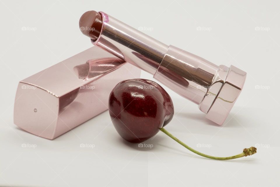 Lipstick and cherry