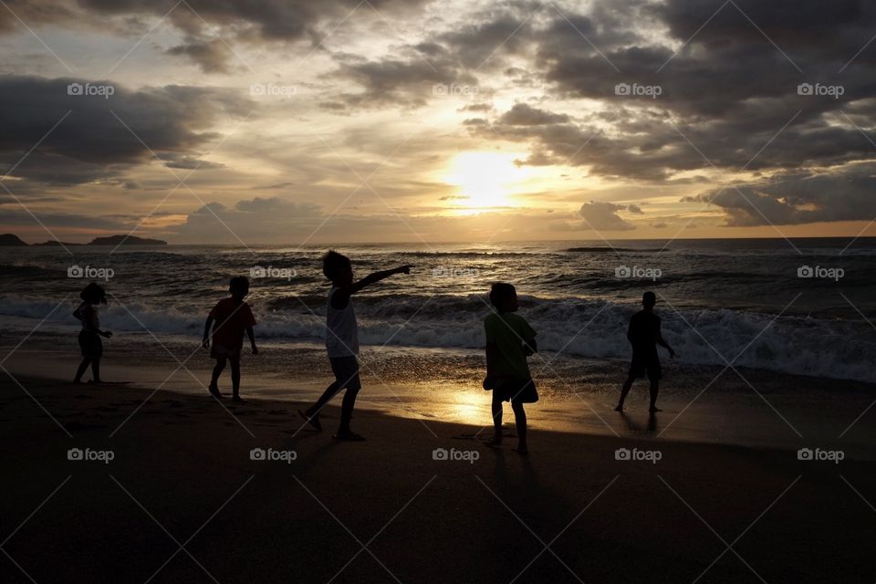 Playing on the beach