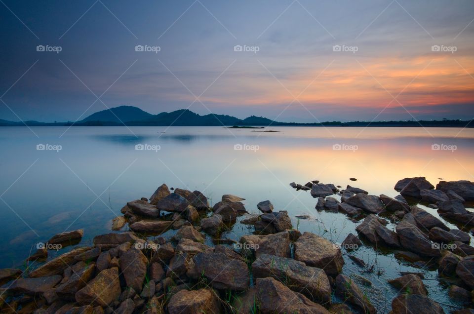 beautiful sunset at Kwong Lake,  Rantau panjang,  Kelantan.