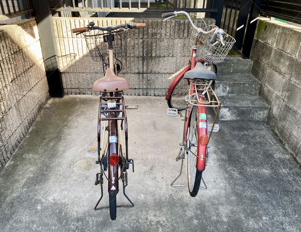 Bicycles parked side by side