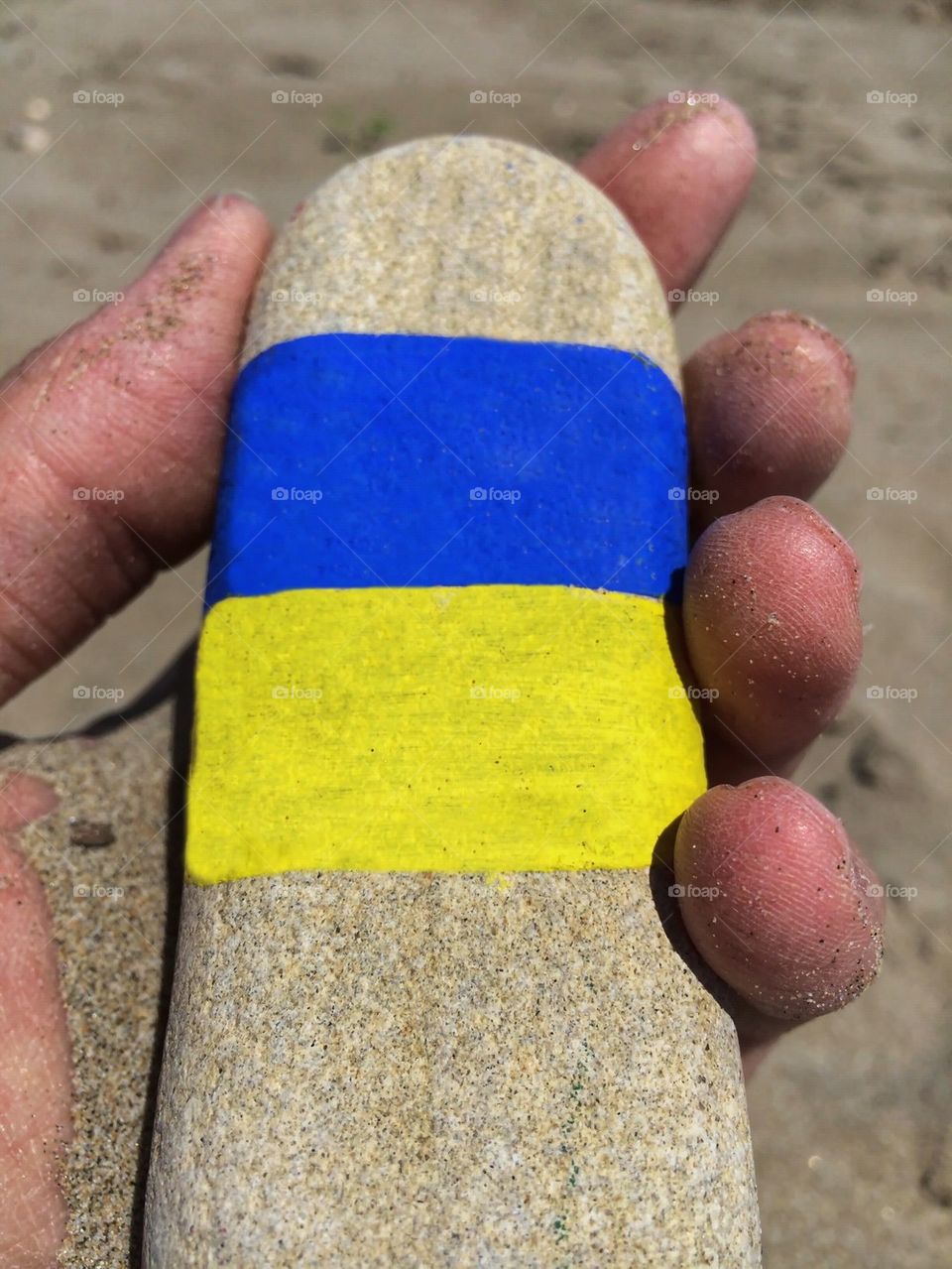 Ukraine's flag on a palm hand