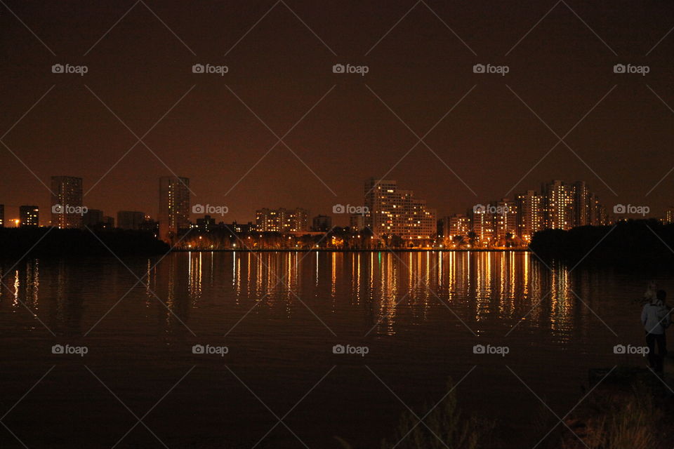 Berth, sunset, river, South port, Moscow