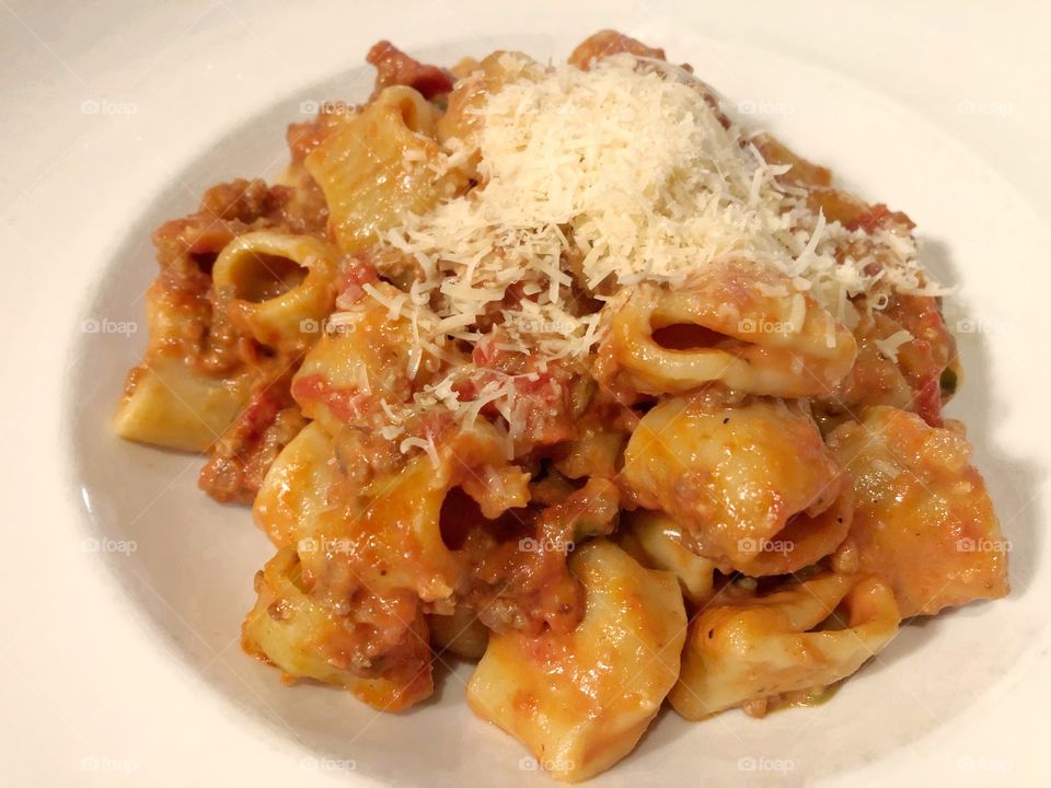 Rigatoni Pasta With Sausage And Red Sauce