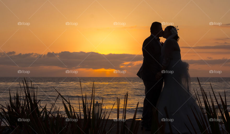 Sunset Baja California Beach Wedding Photo