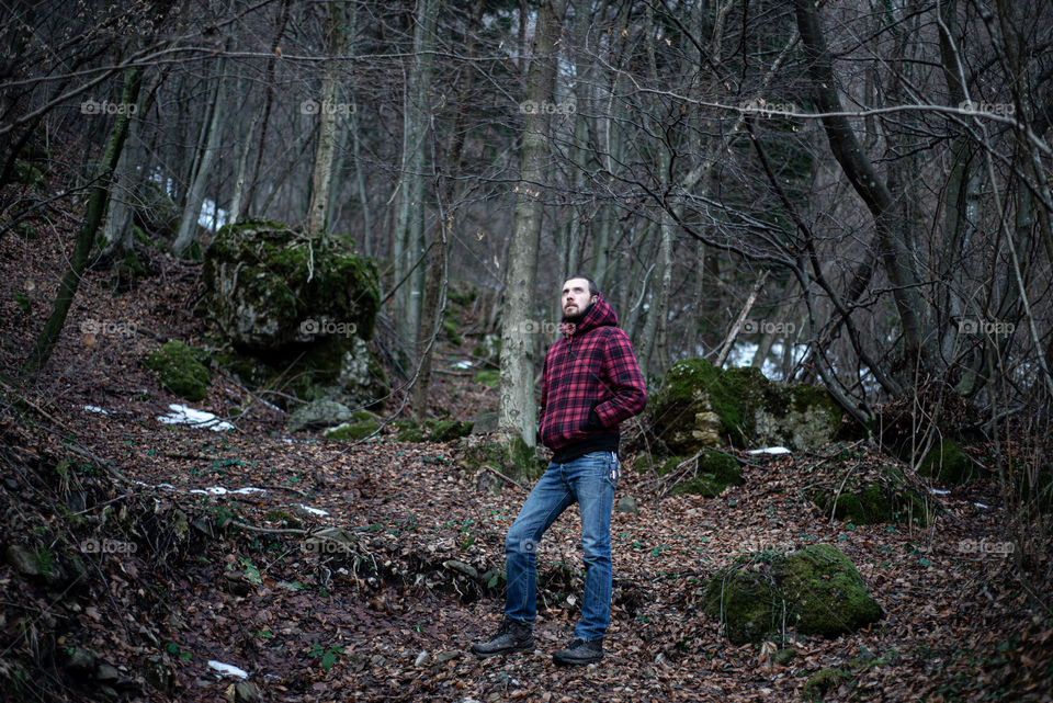 portrait of man against forest