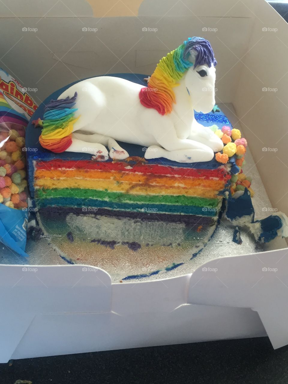 Rainbow sponged birthday cake!