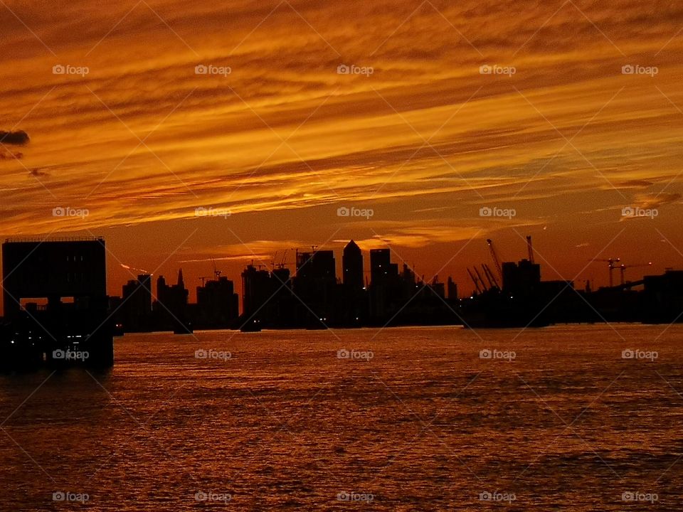 sunset of London skyline