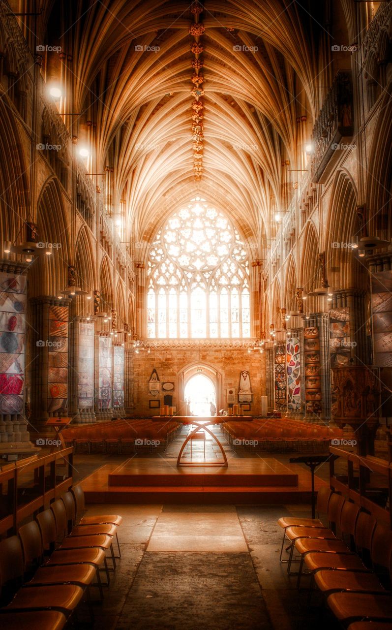 cathedral interior illuminated by daylight