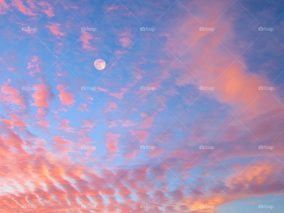 Background of dramatic sky with full moon