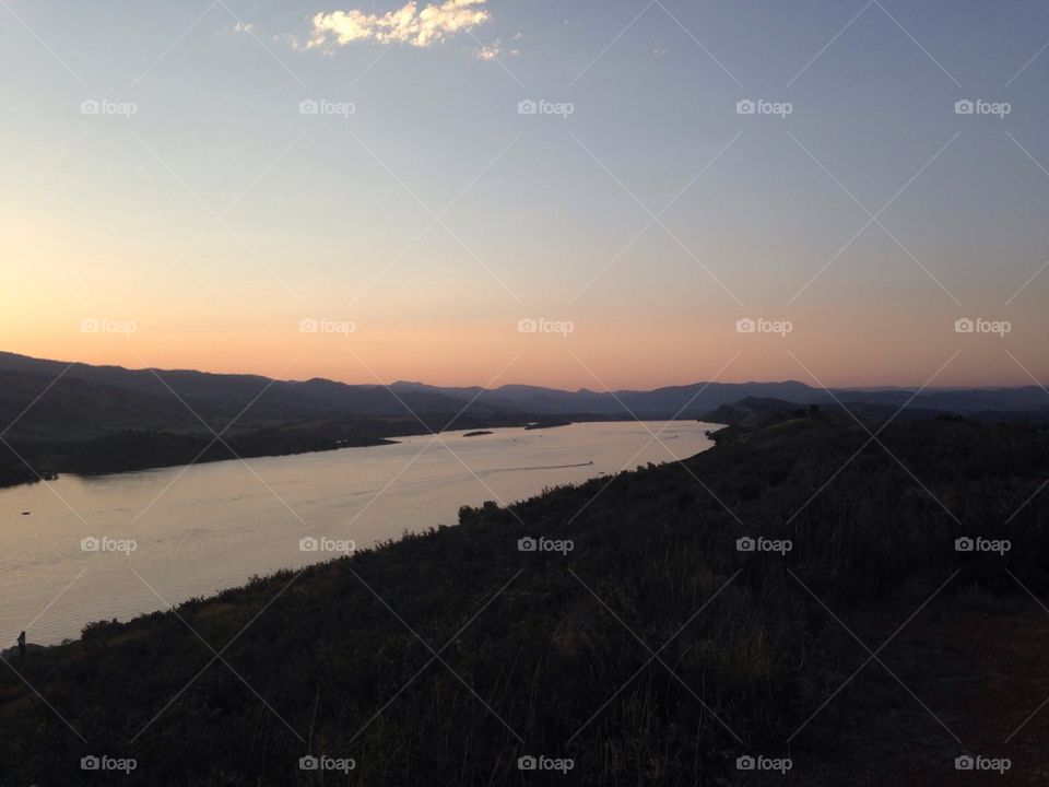 Horsetooth reservoir at sunset