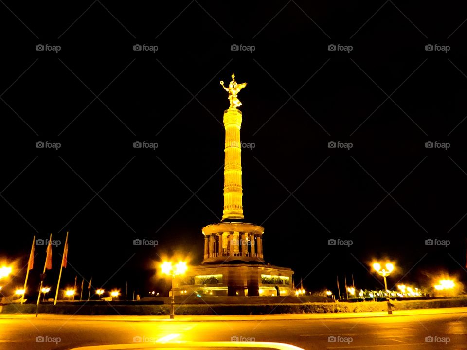 Victory Column Berlin Germany at night