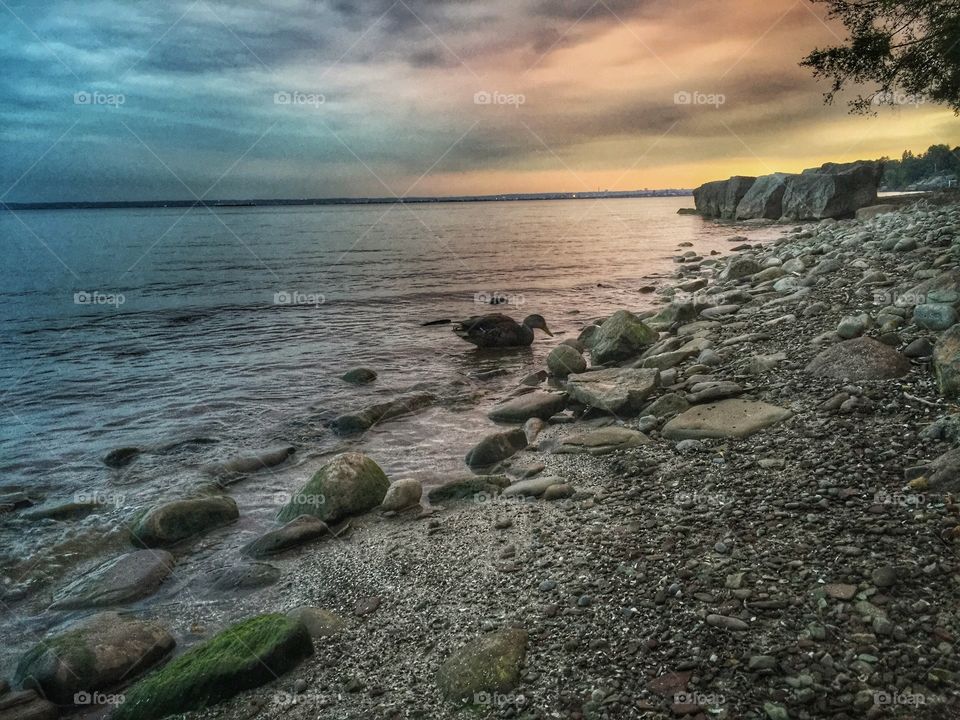 View of lake during sunset