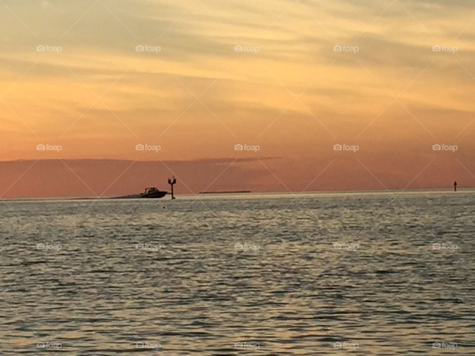 Boating at sunset 