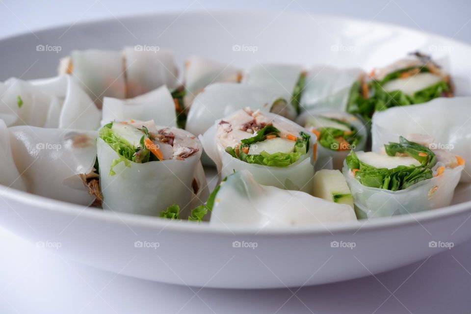 fresh noodle spring roll Thai food,Cold Rolls,Veggie Spring Roll