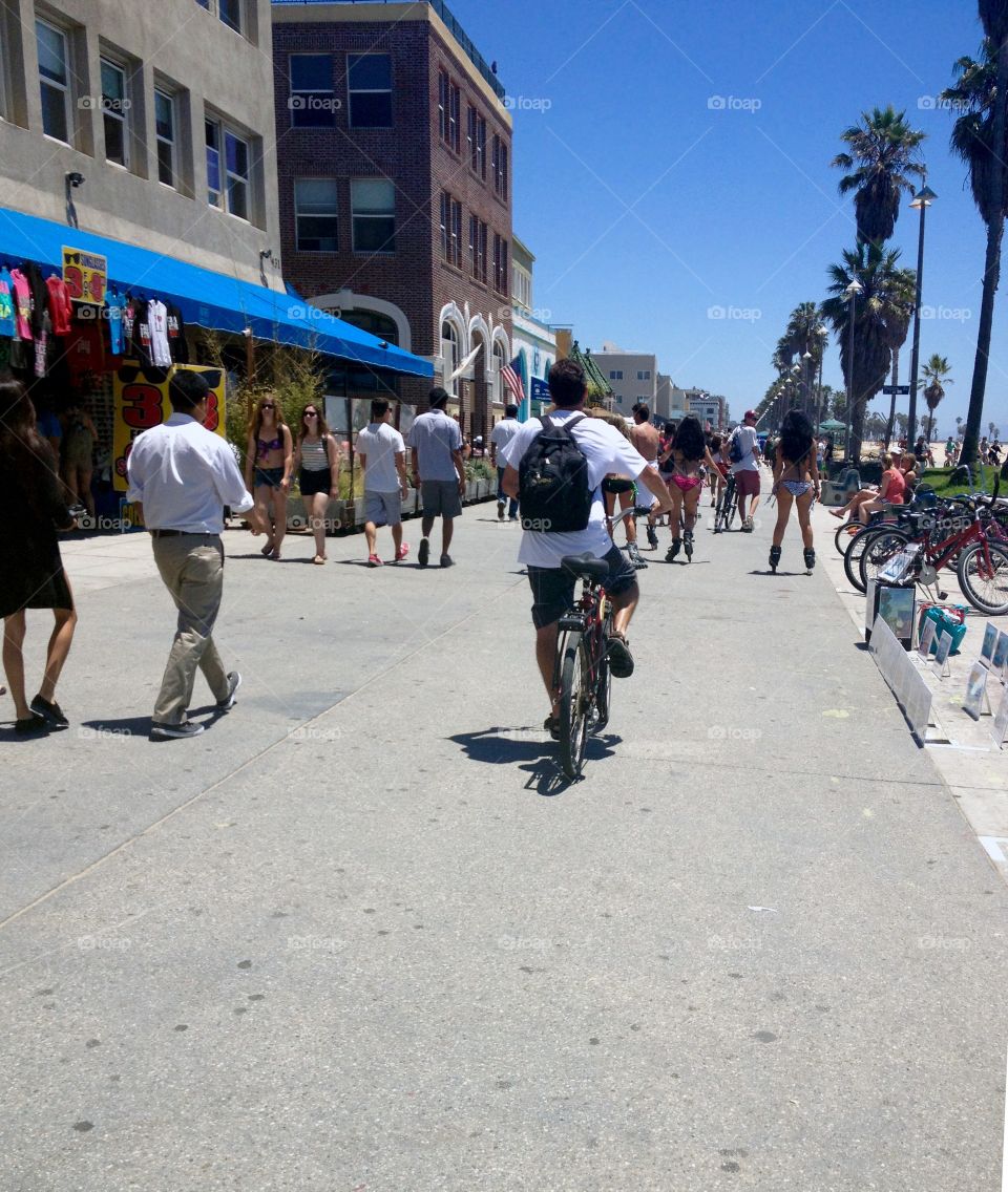 People on the promenade in Venice Beach, LA, California, USA


