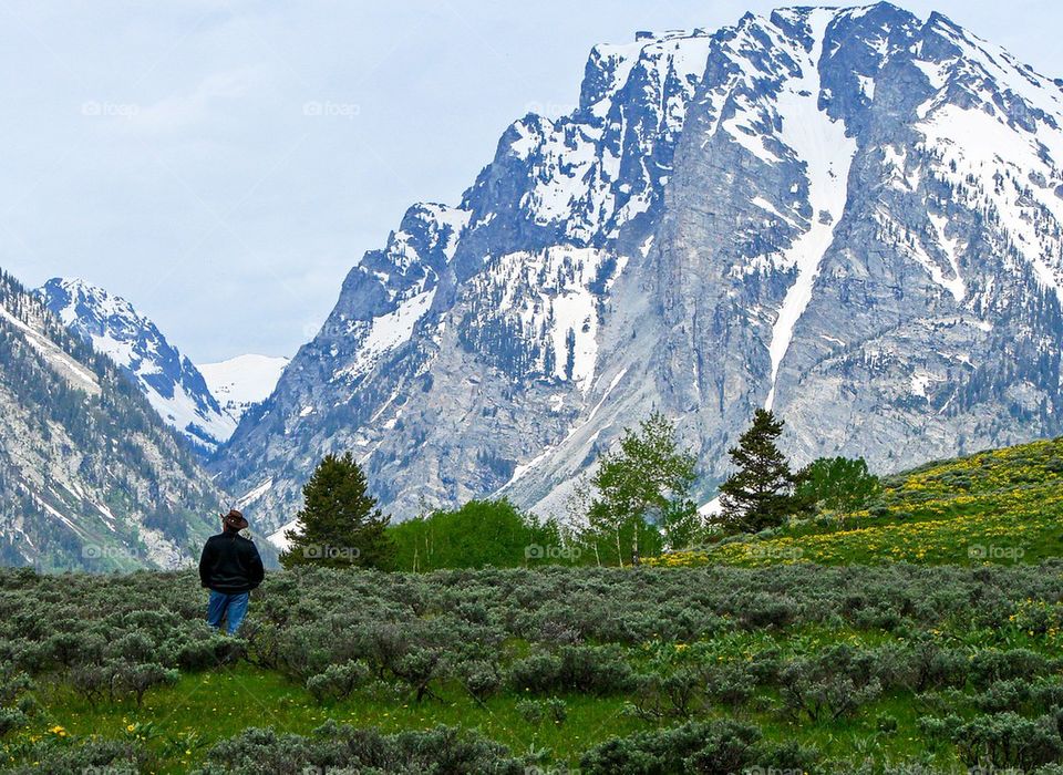 Man in the grand Tetons 