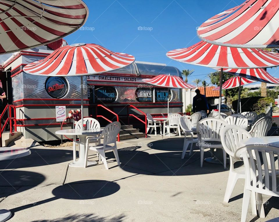 Umbrellas at the Diner