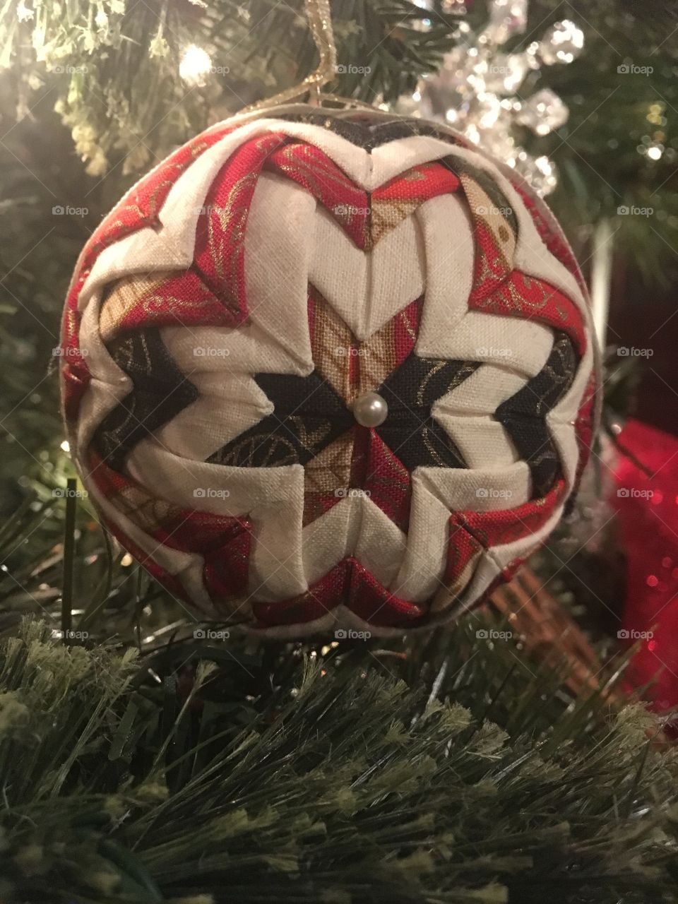 Handmade quilted Christmas ornament 