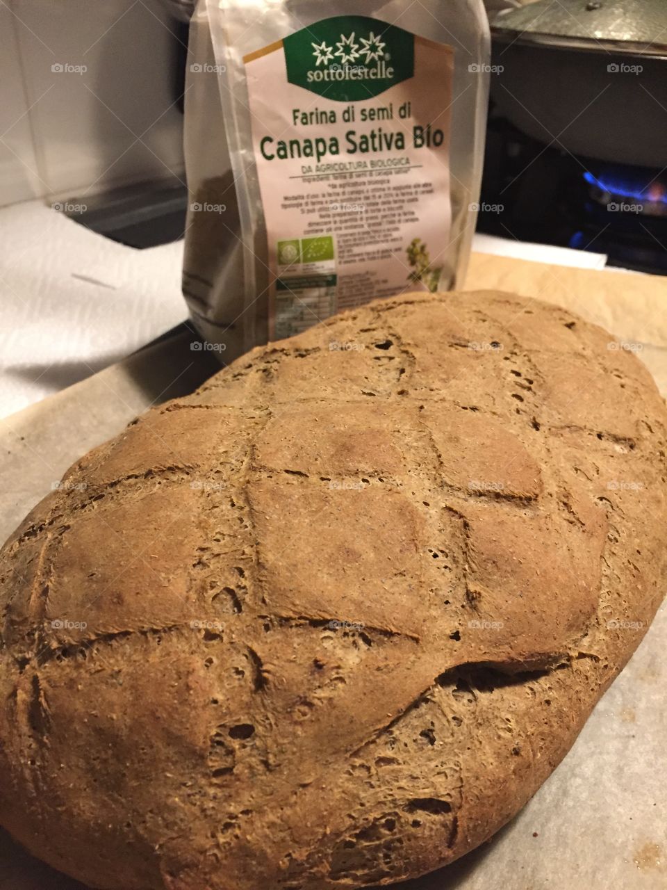 Bread made of hemp just cooked
