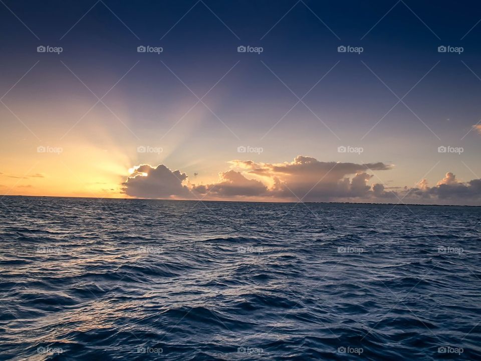 Sunset on Caribbean island