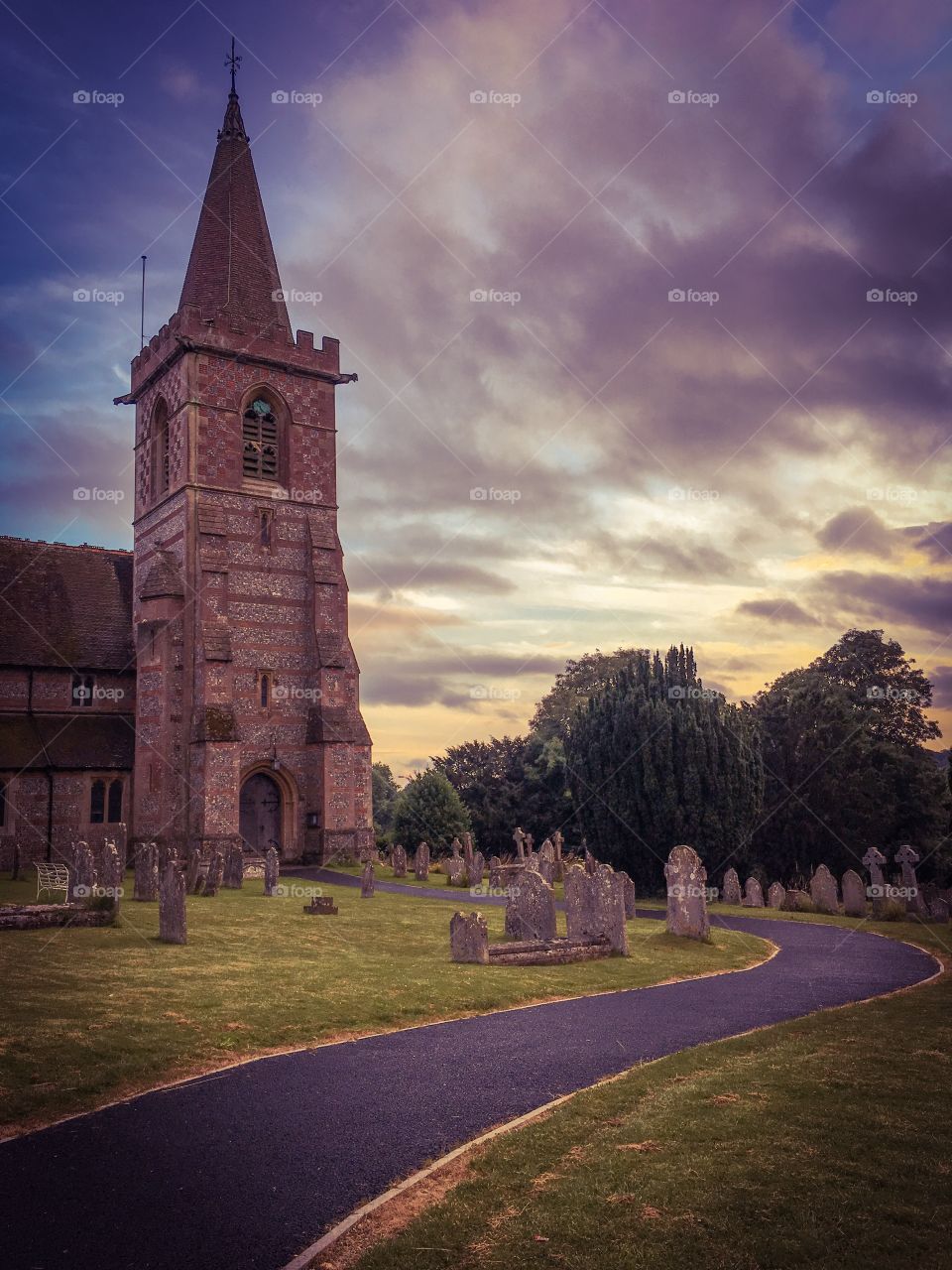 Local church at dusk in the Hampshire village of Twyford, England. 
