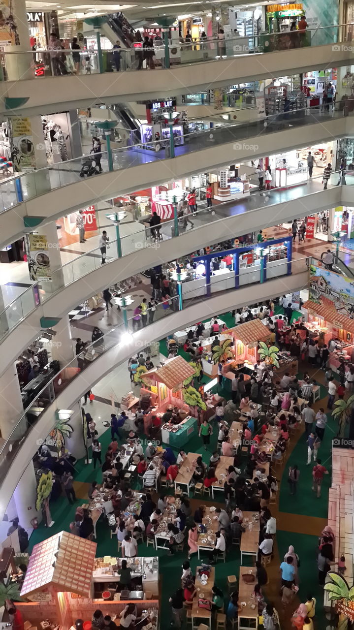 crowd in the mall due to culinary event in jakarta