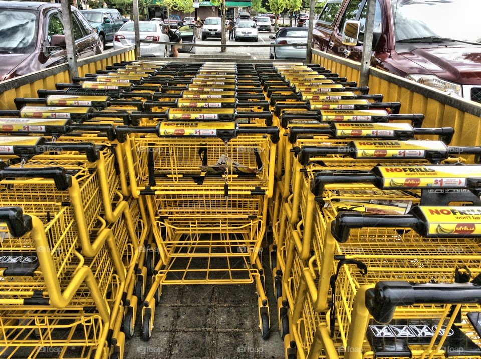 Yellow Grocery Shopping Carts. Yellow Grocery Shopping Carts