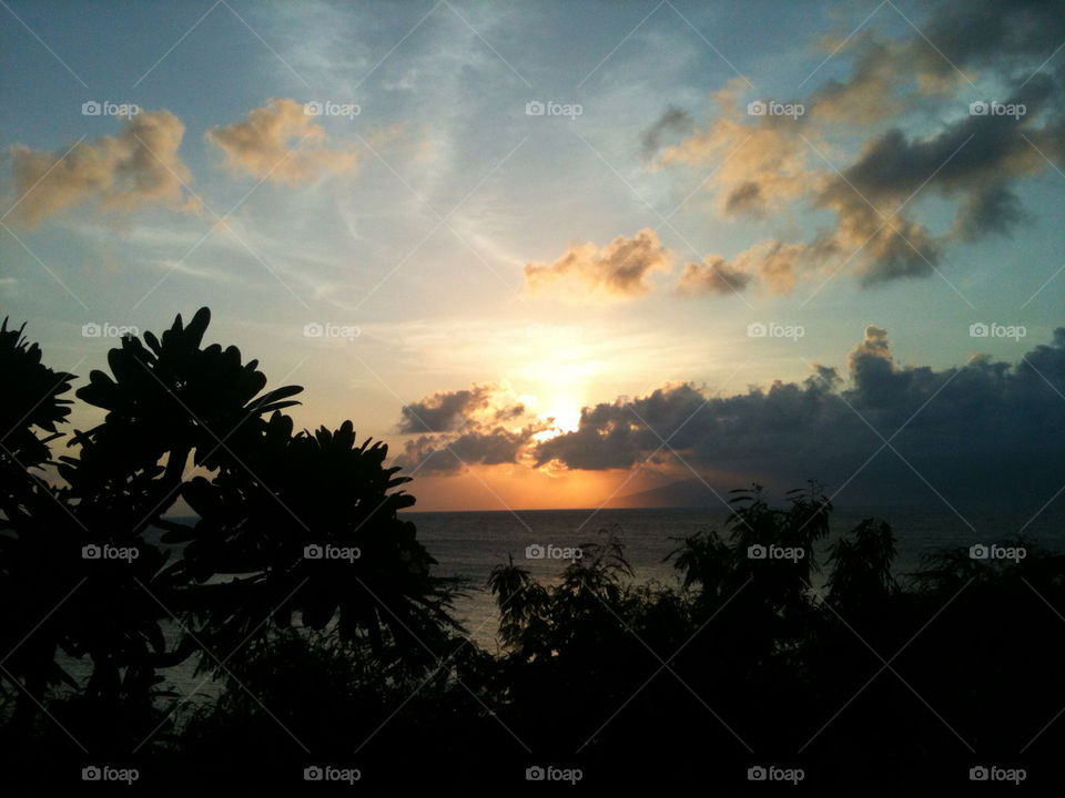 beach ocean sunset clouds by halibody