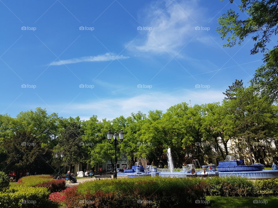 City fountain in a park
