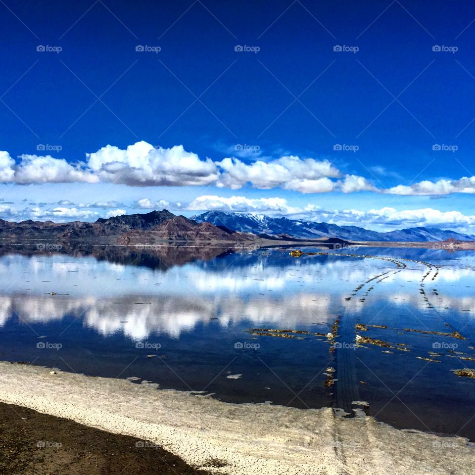 Scenic view of salt lake