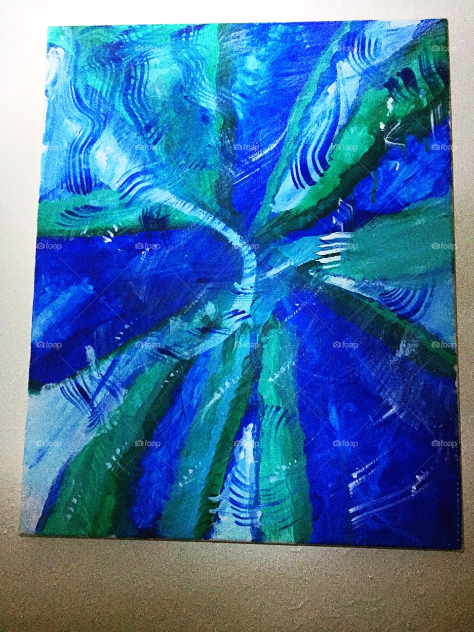 Blue and green abstract art 