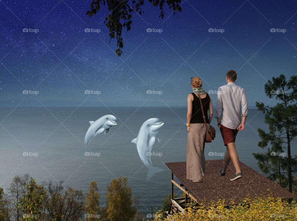 beautiful couple under the nature picture