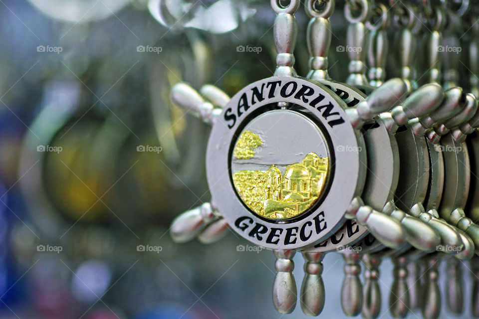 Souvenir keychains of Santorini, Greece
