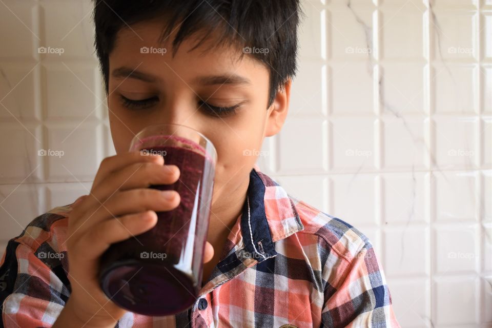 drinking colorful beetroot smoothie during lockdown at home...🙂