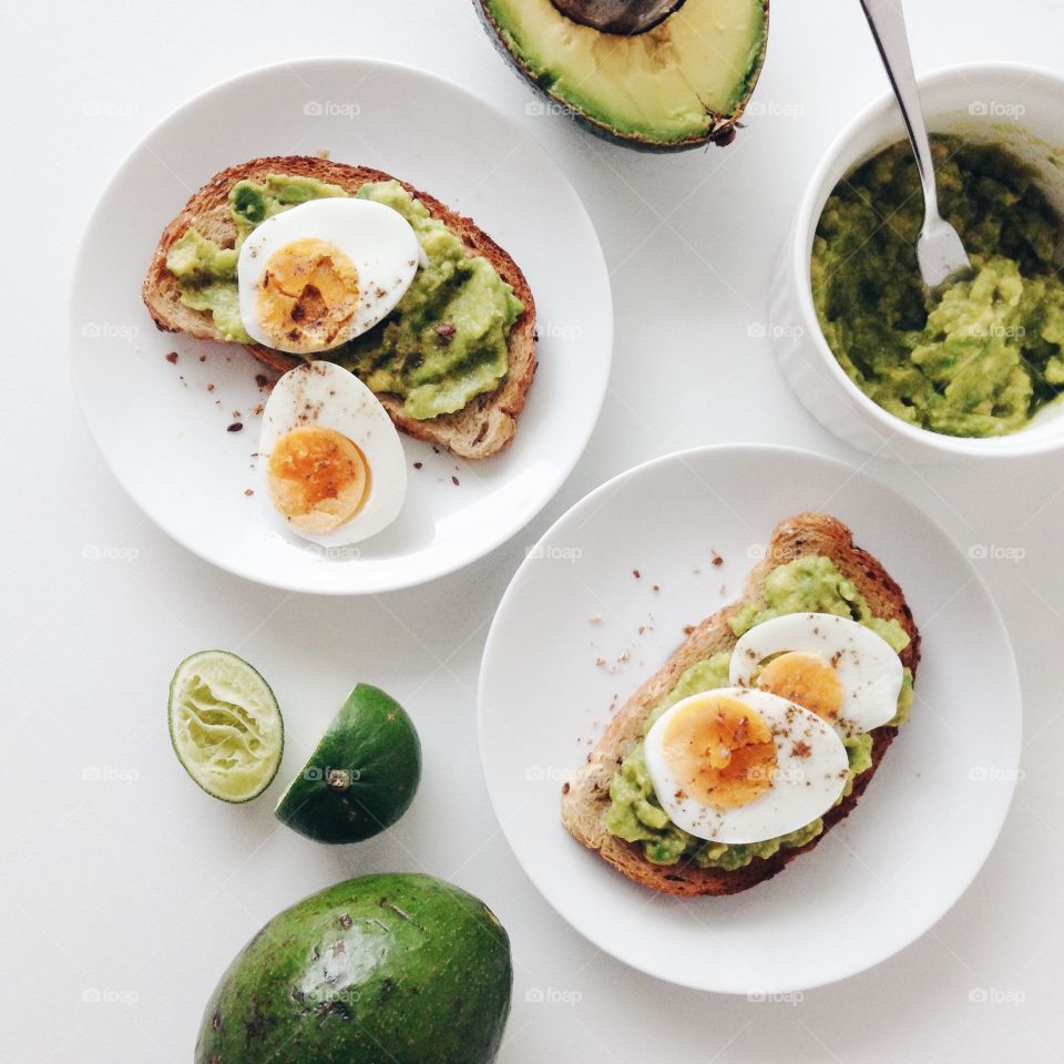 High angle view of healthy breakfast