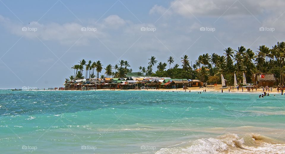 Shops on the beach. Shops on Bravaro beach