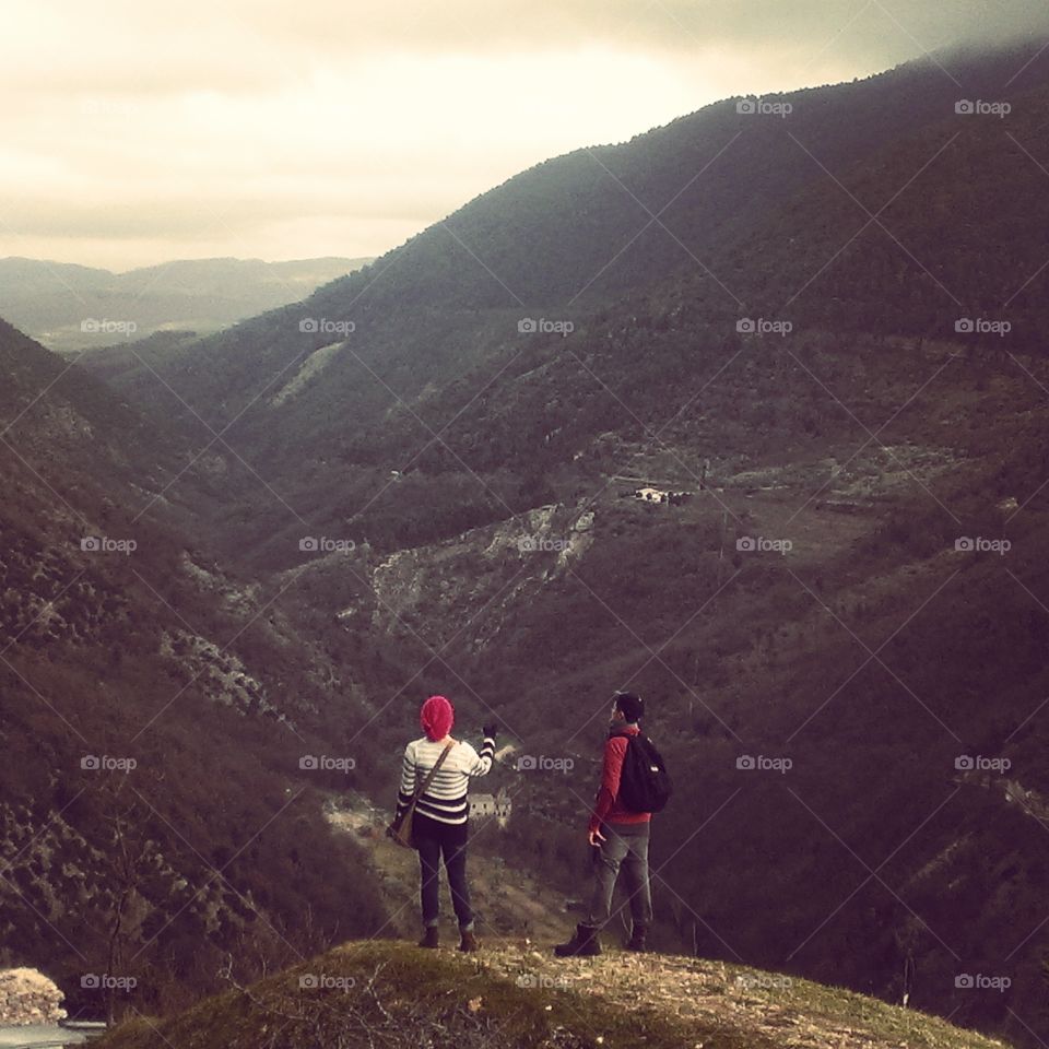 AssisiAdventurers. Hikers in Assisi at the top of the hill