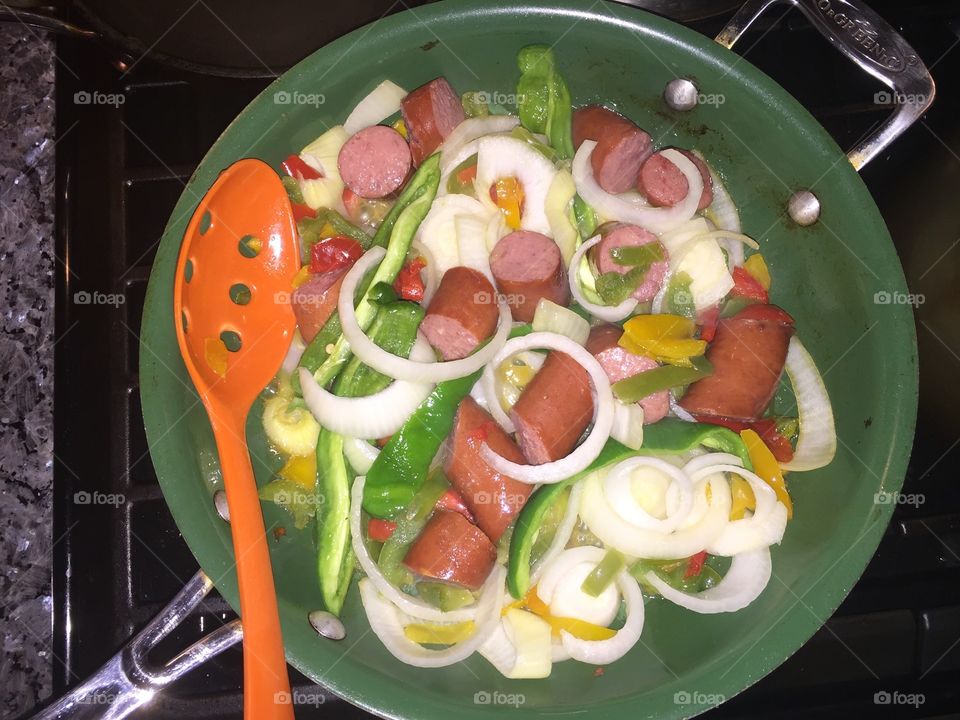 Pierogi and kielbasa sausage