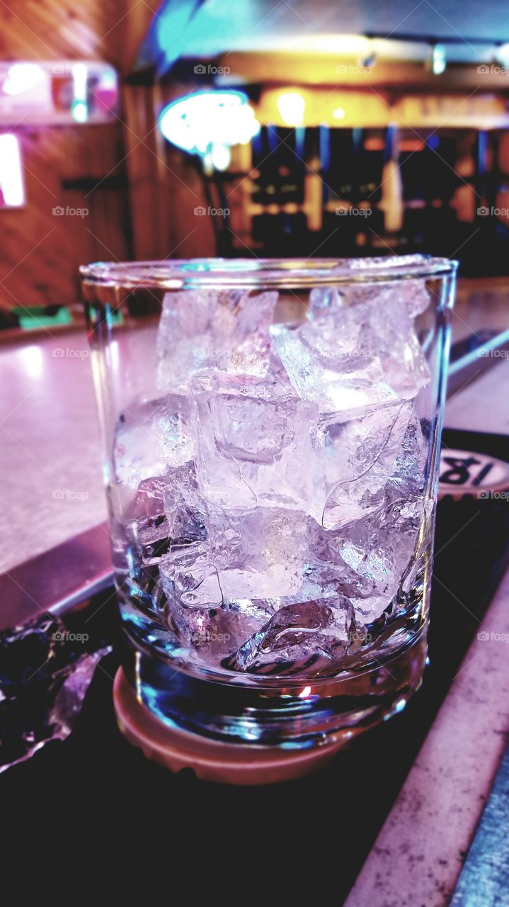 Tub glass with ice prepared to make a cocktail
