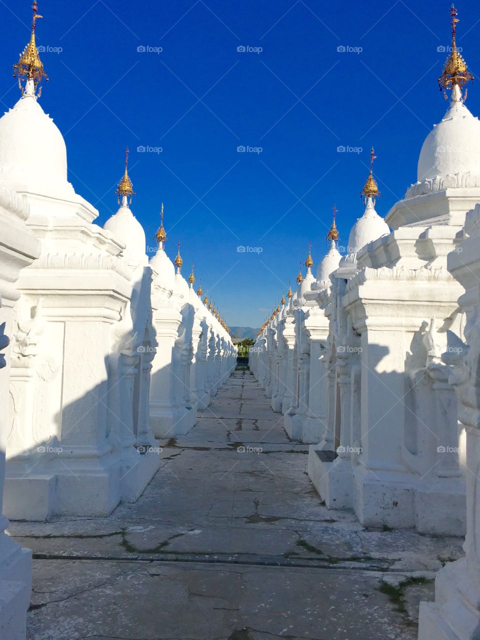 White pagodas in Mandalay, Myanmar 