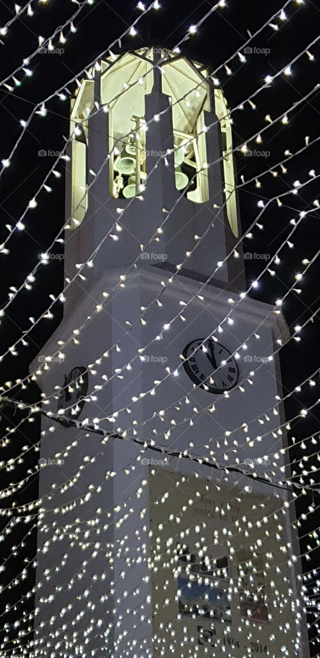 Fairy lights by the chapel