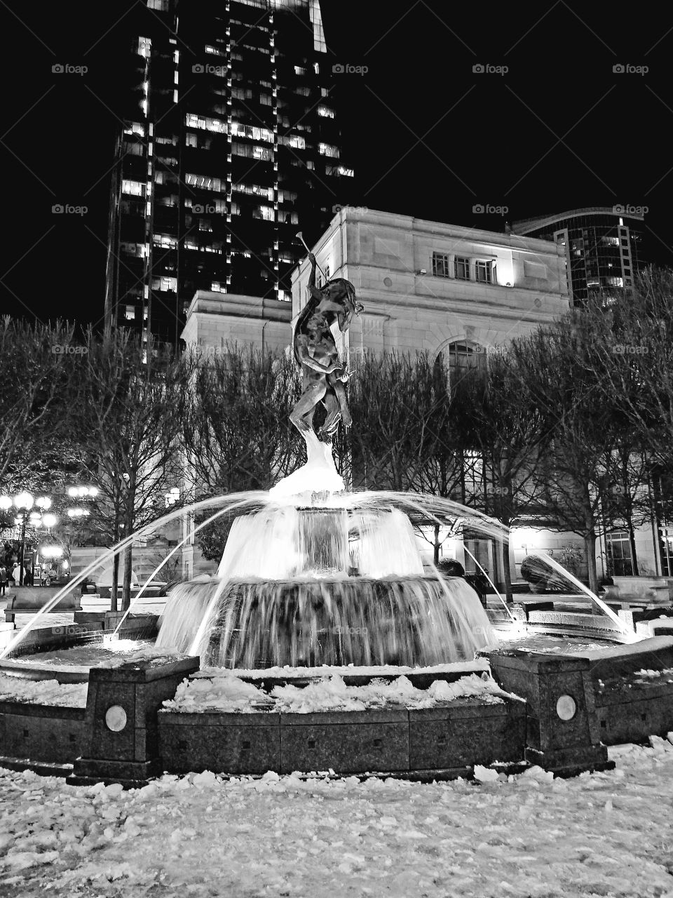 Frozen fountain in Nashville Tennessee.